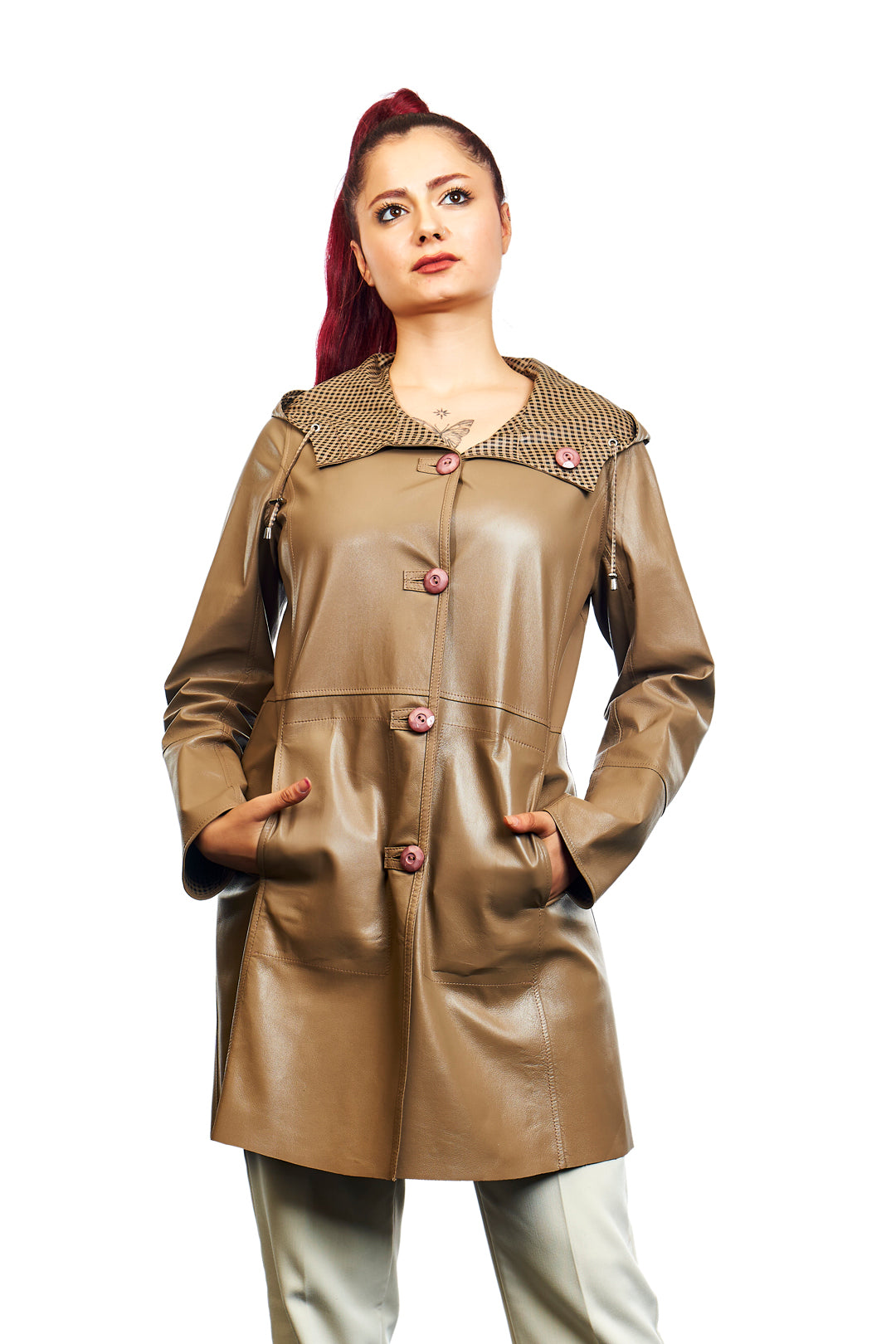 Nysa Reversible Leather Trench Coat