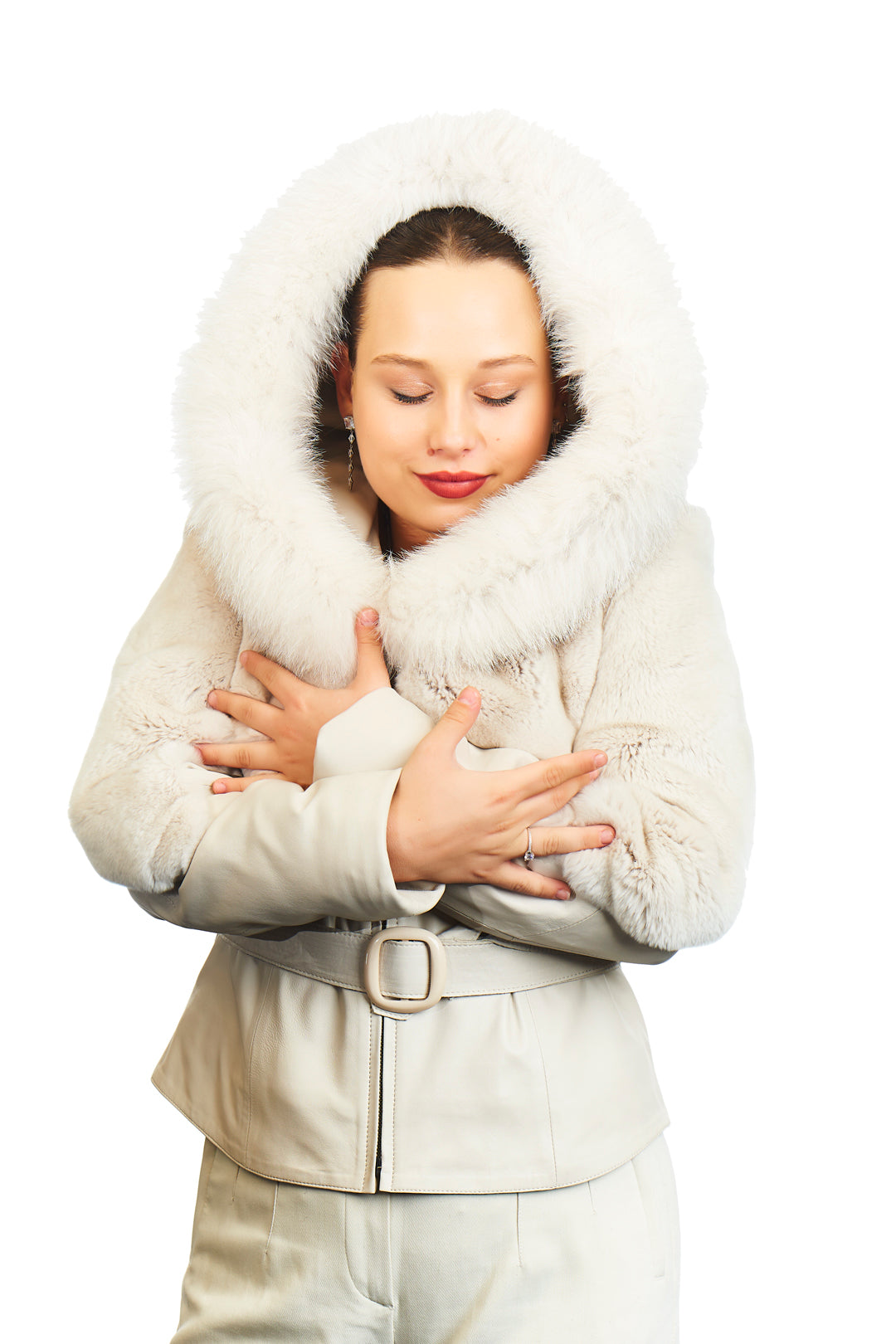 Melinoe Lambskin Rex Rabbit Fox Blend Coat