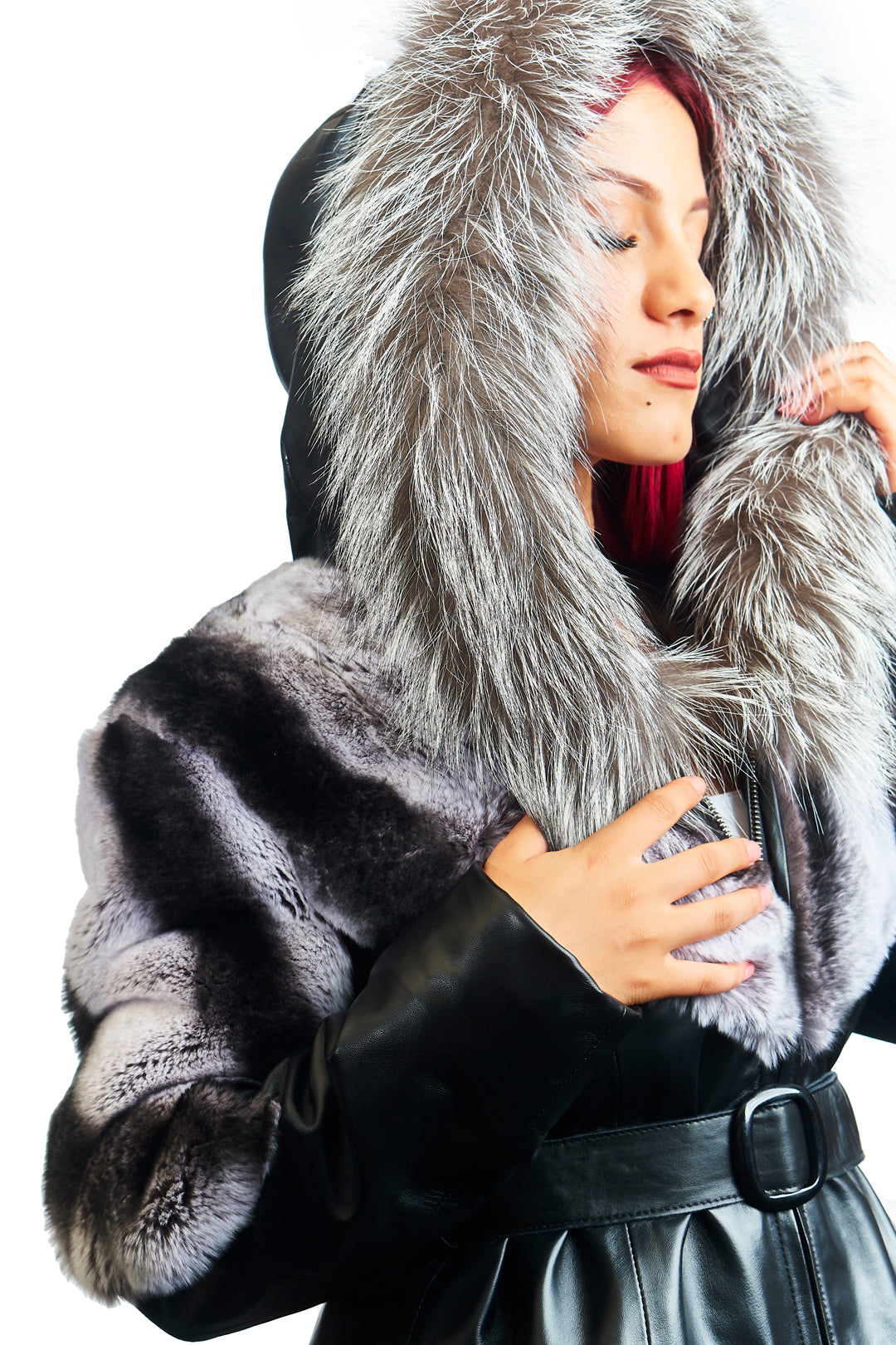 Melinoe Lambskin Rex Rabbit Fox Blend Coat