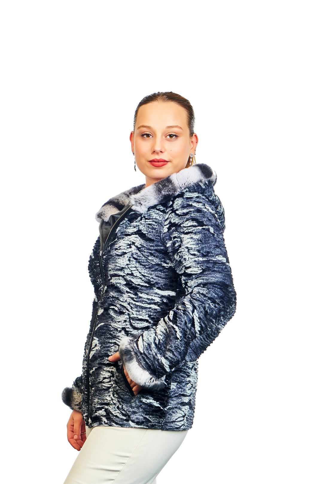 Lydia Reversible Lambskin Rex Rabbit Blend Fur Coat
