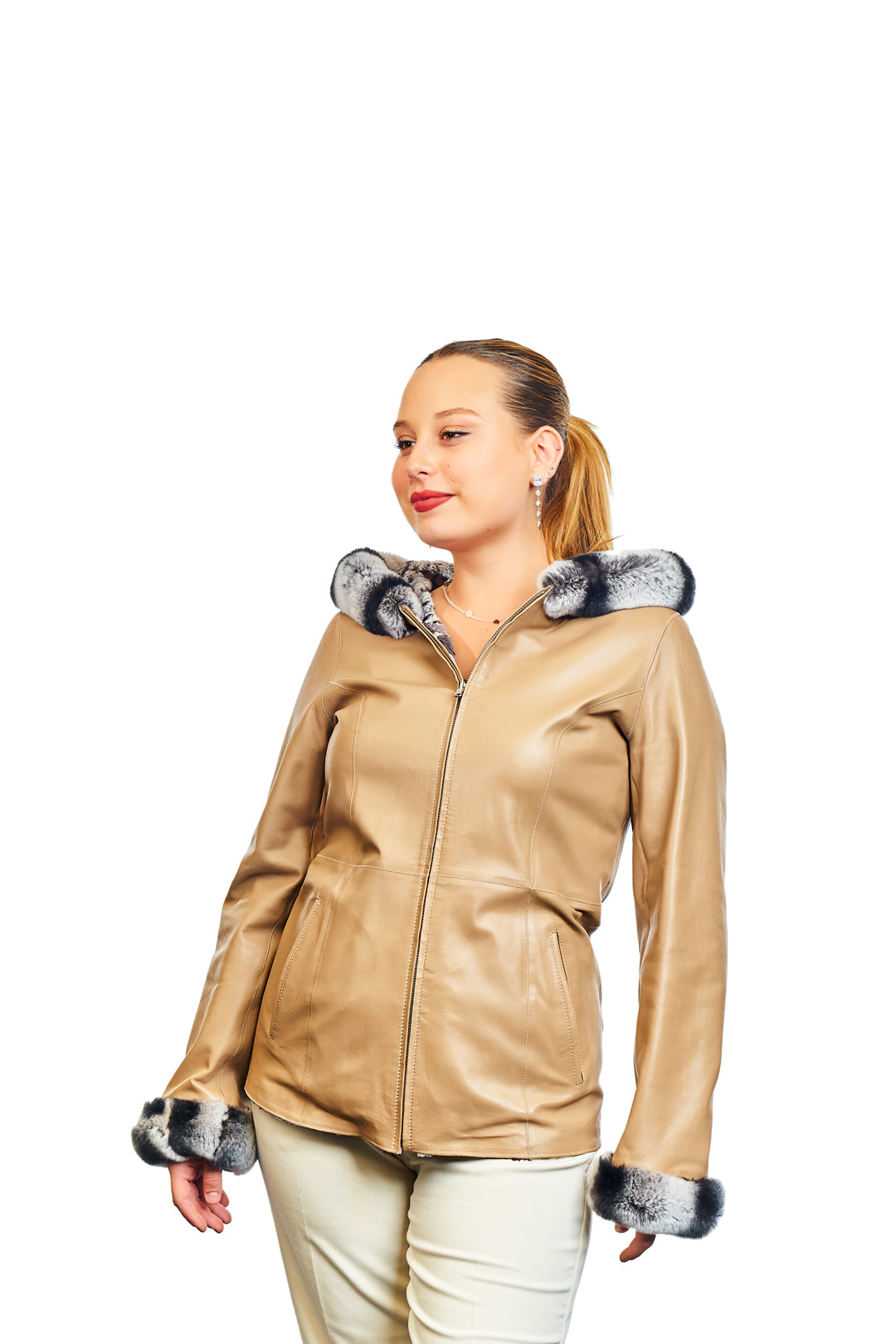 Lydia Reversible Lambskin Rex Rabbit Blend Fur Coat
