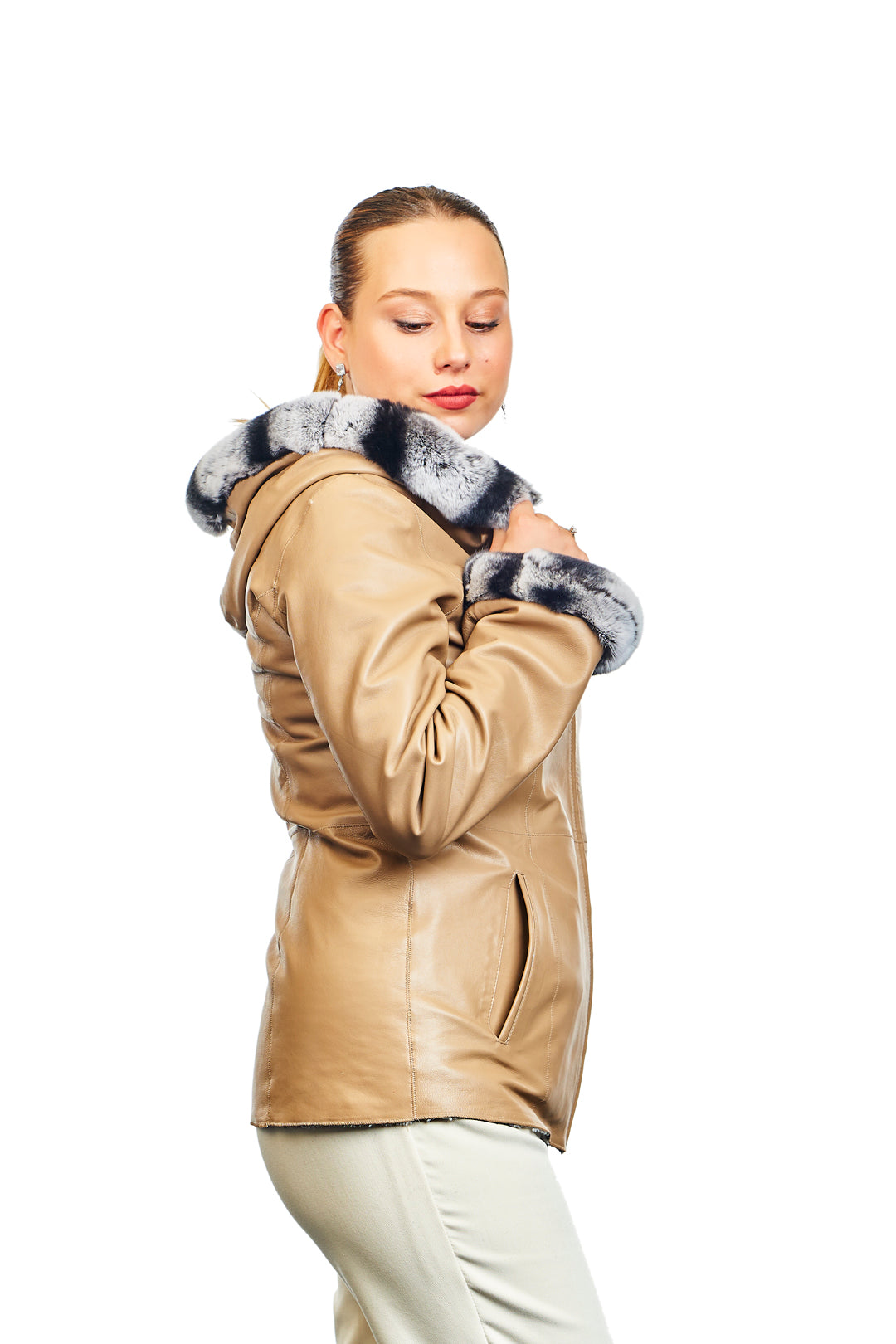 Lydia Reversible Lambskin Rex Rabbit Blend Fur Coat