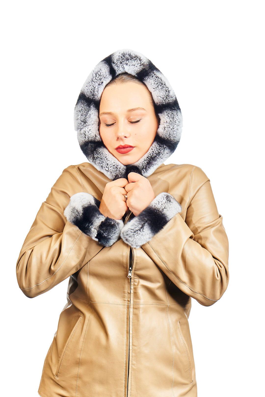 Lydia Reversible Lambskin Rex Rabbit Blend Fur Coat