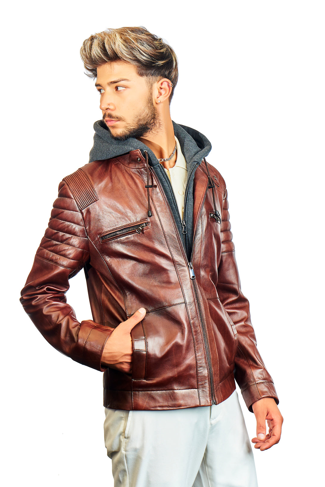 Argus Removable Hooded Leather Jacket
