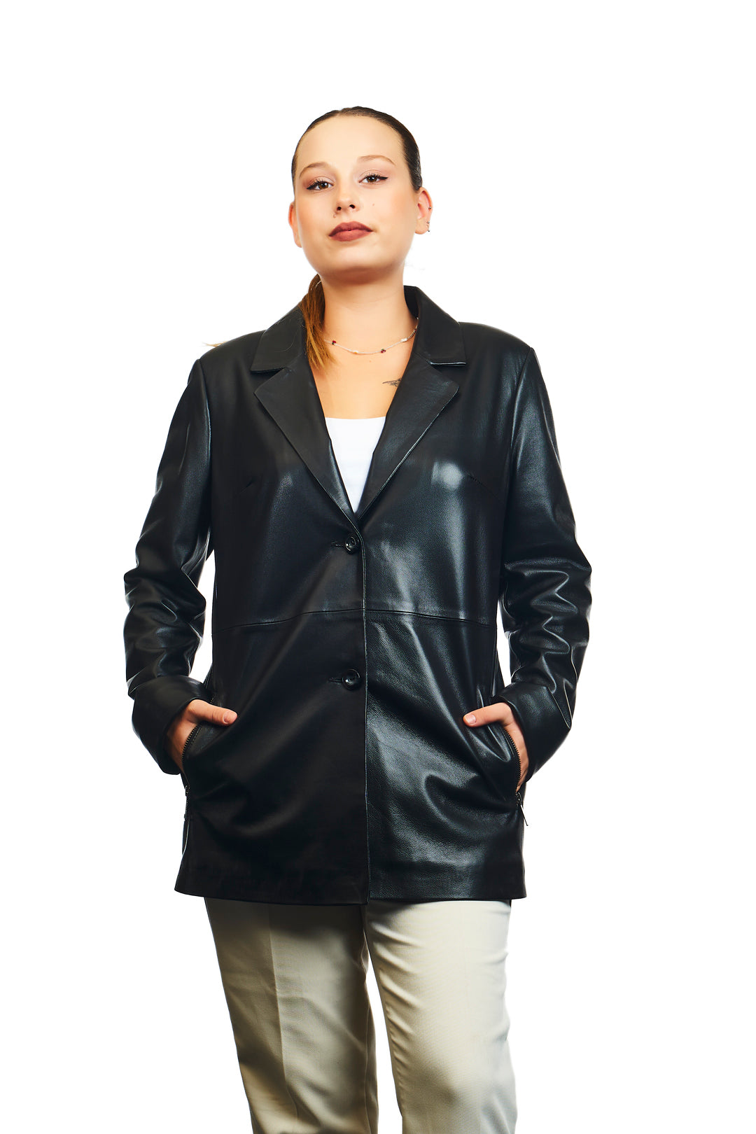 Kayra Leather Blazer Jacket