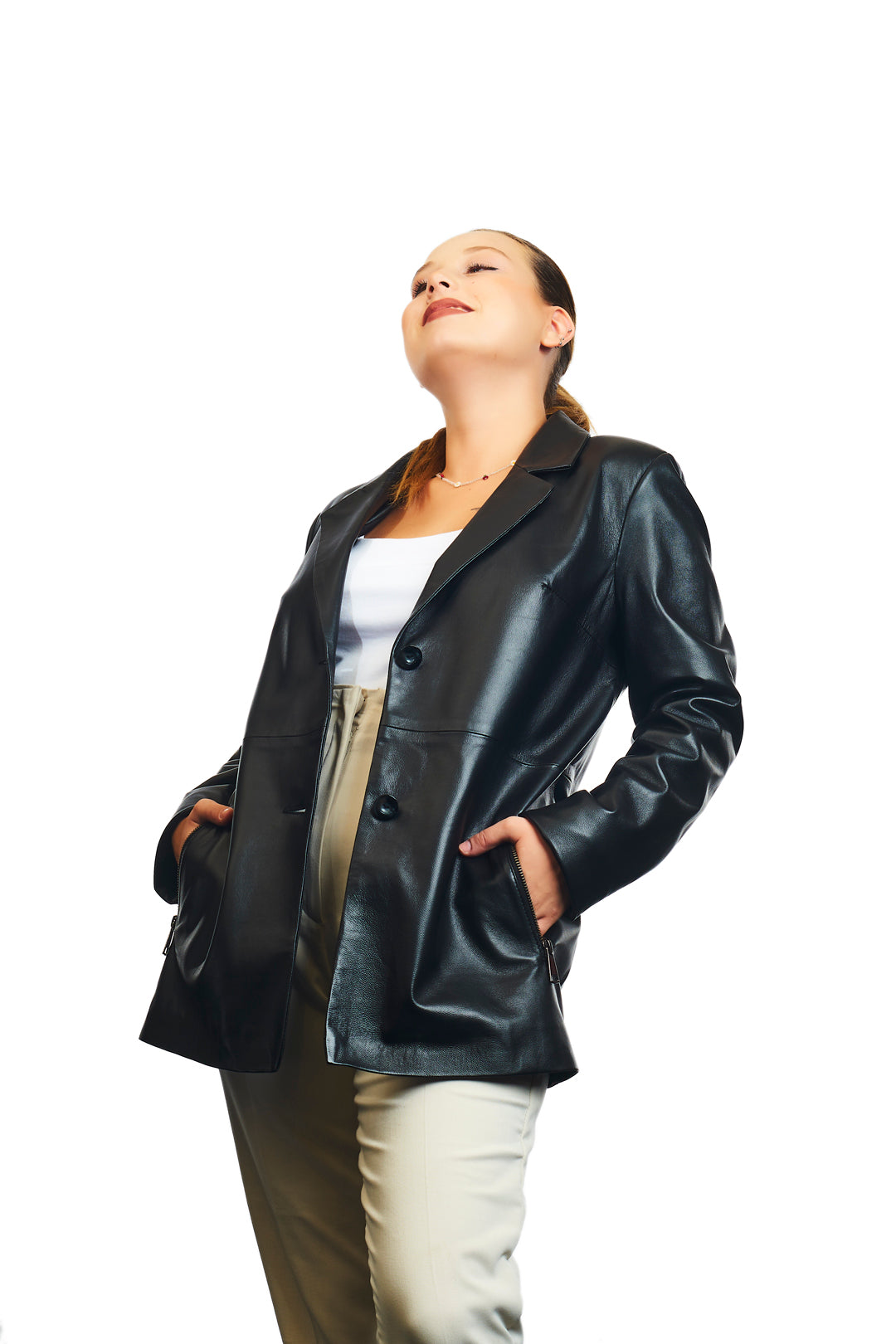 Kayra Leather Blazer Jacket