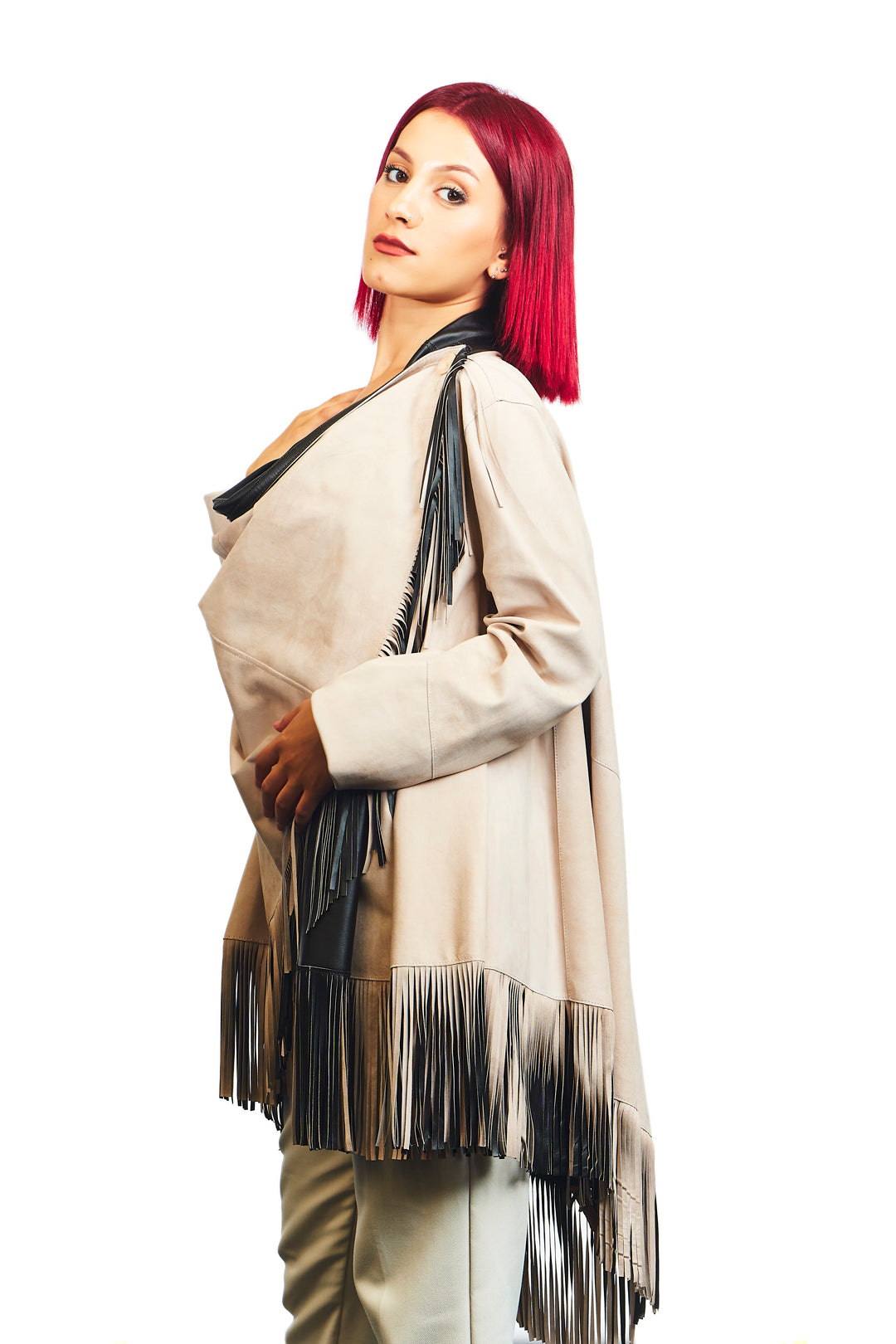 Athena Suede Leather Poncho