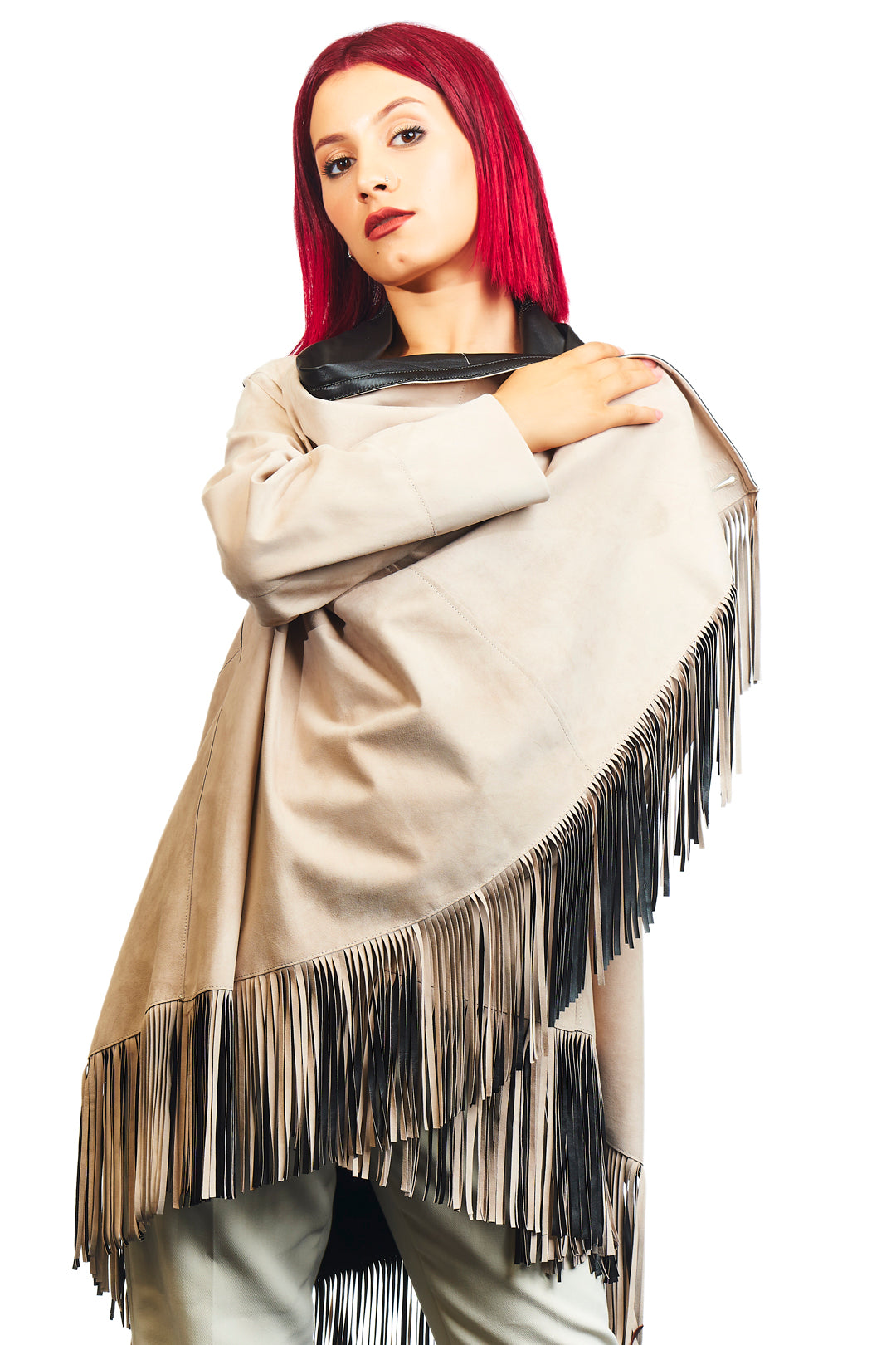 Athena Suede Leather Poncho