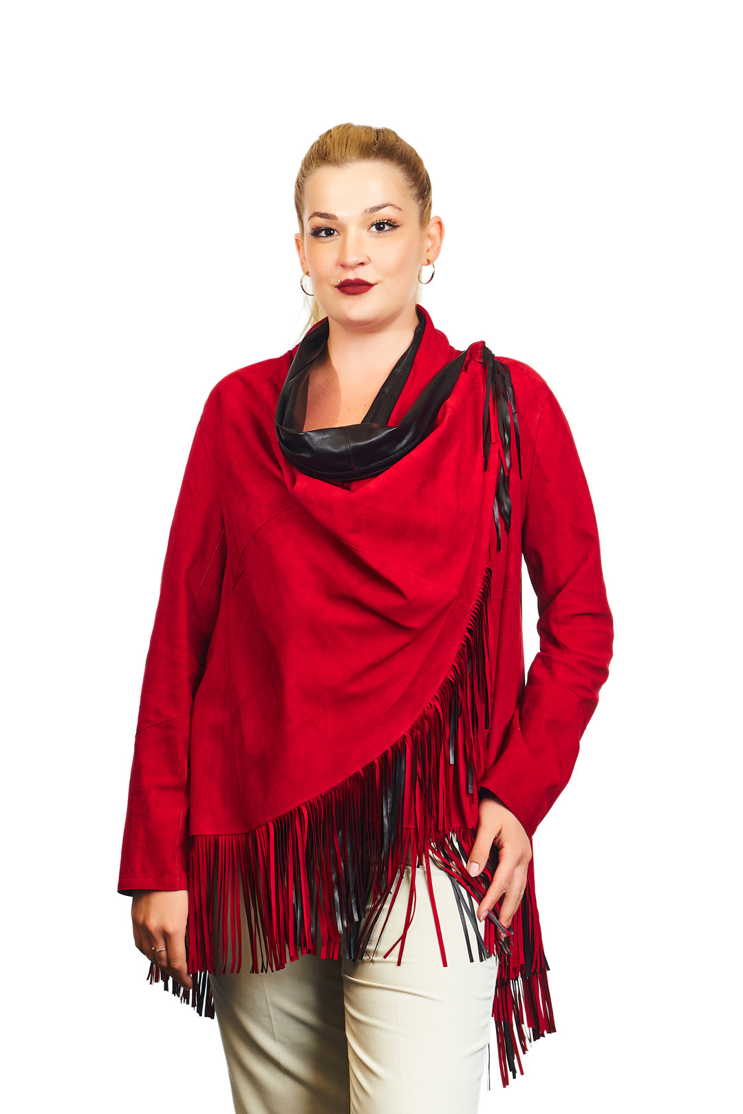 Athena Suede Leather Poncho