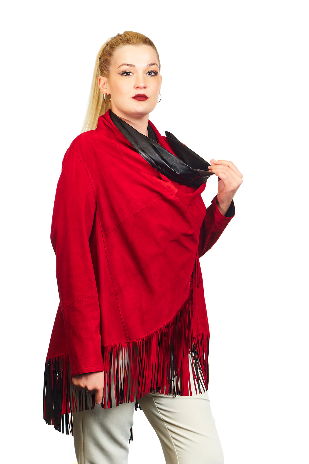 Athena Suede Leather Poncho