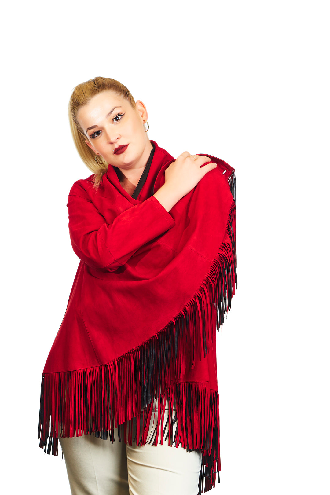 Athena Suede Leather Poncho