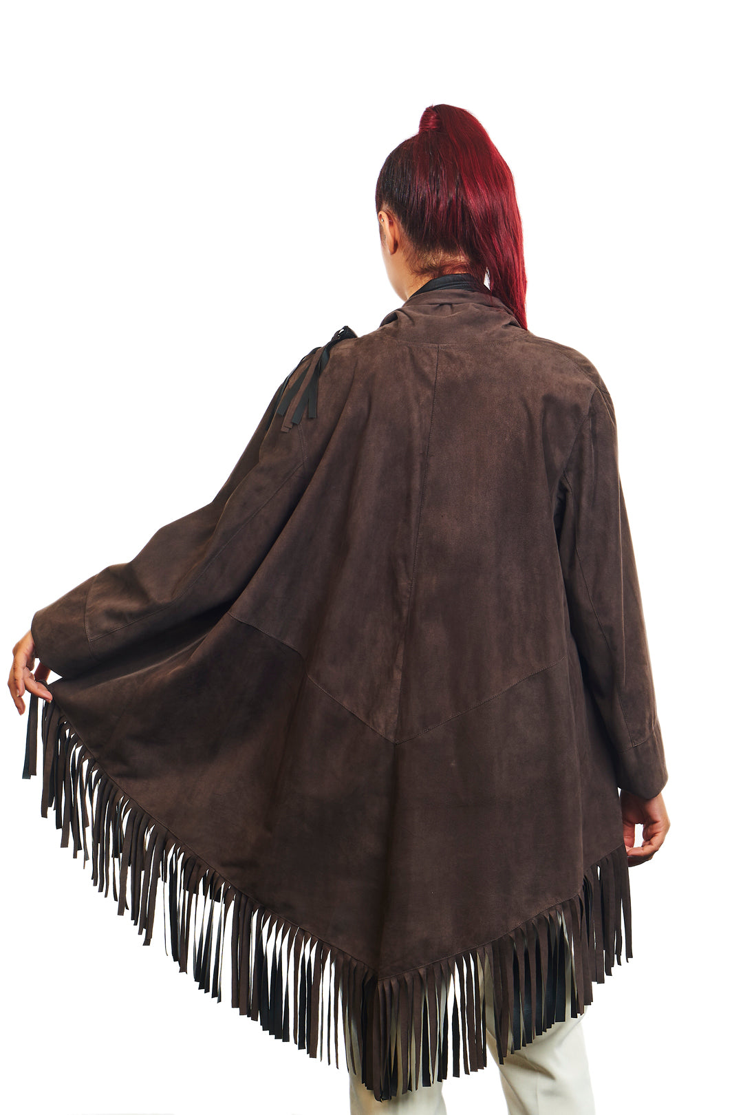 Athena Suede Leather Poncho