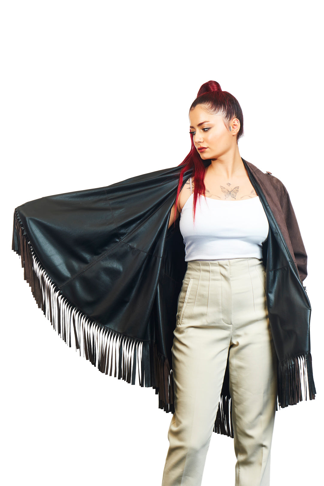 Athena Suede Leather Poncho