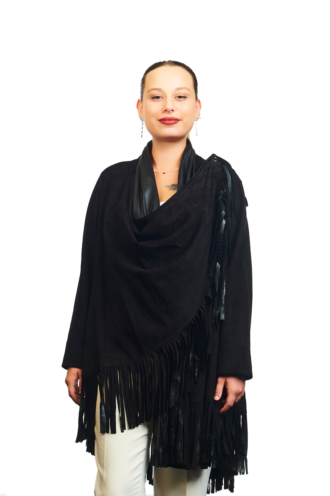 Athena Suede Leather Poncho