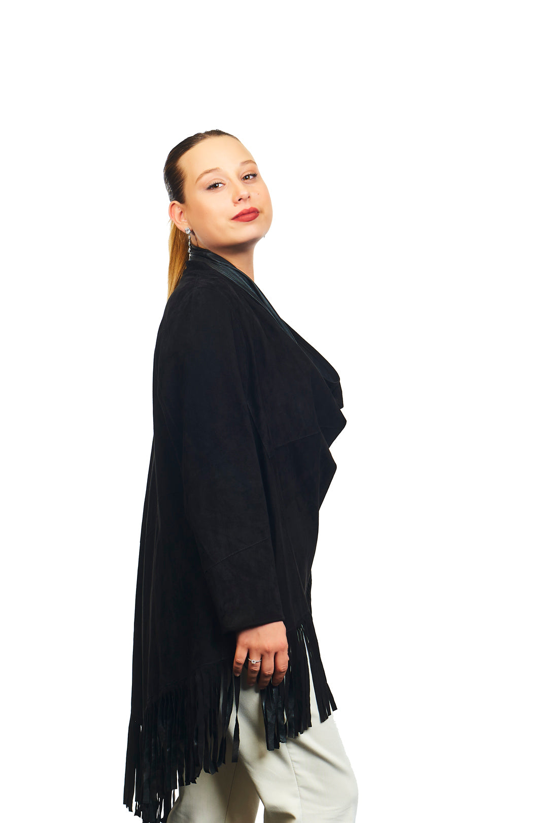 Athena Suede Leather Poncho