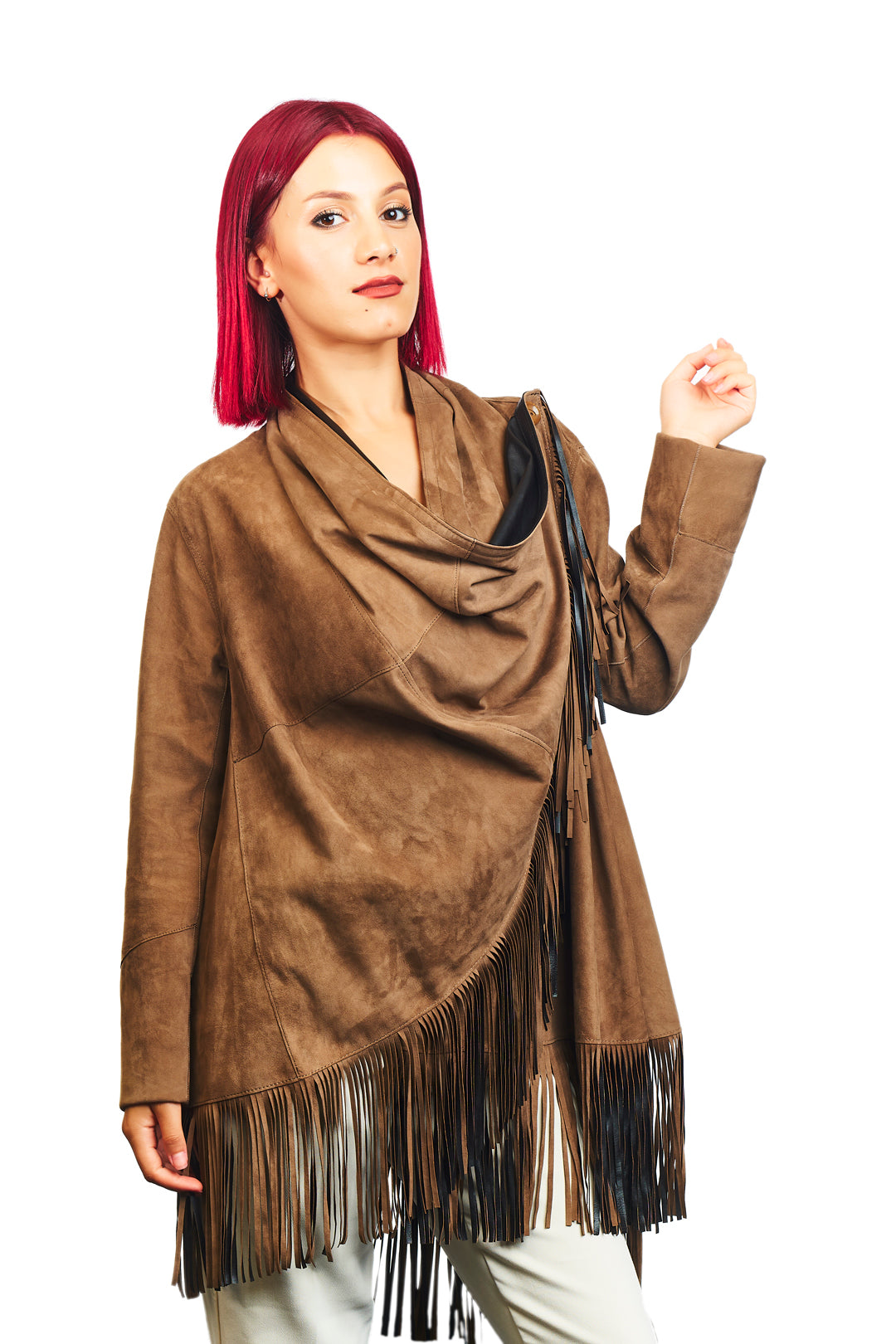 Athena Suede Leather Poncho