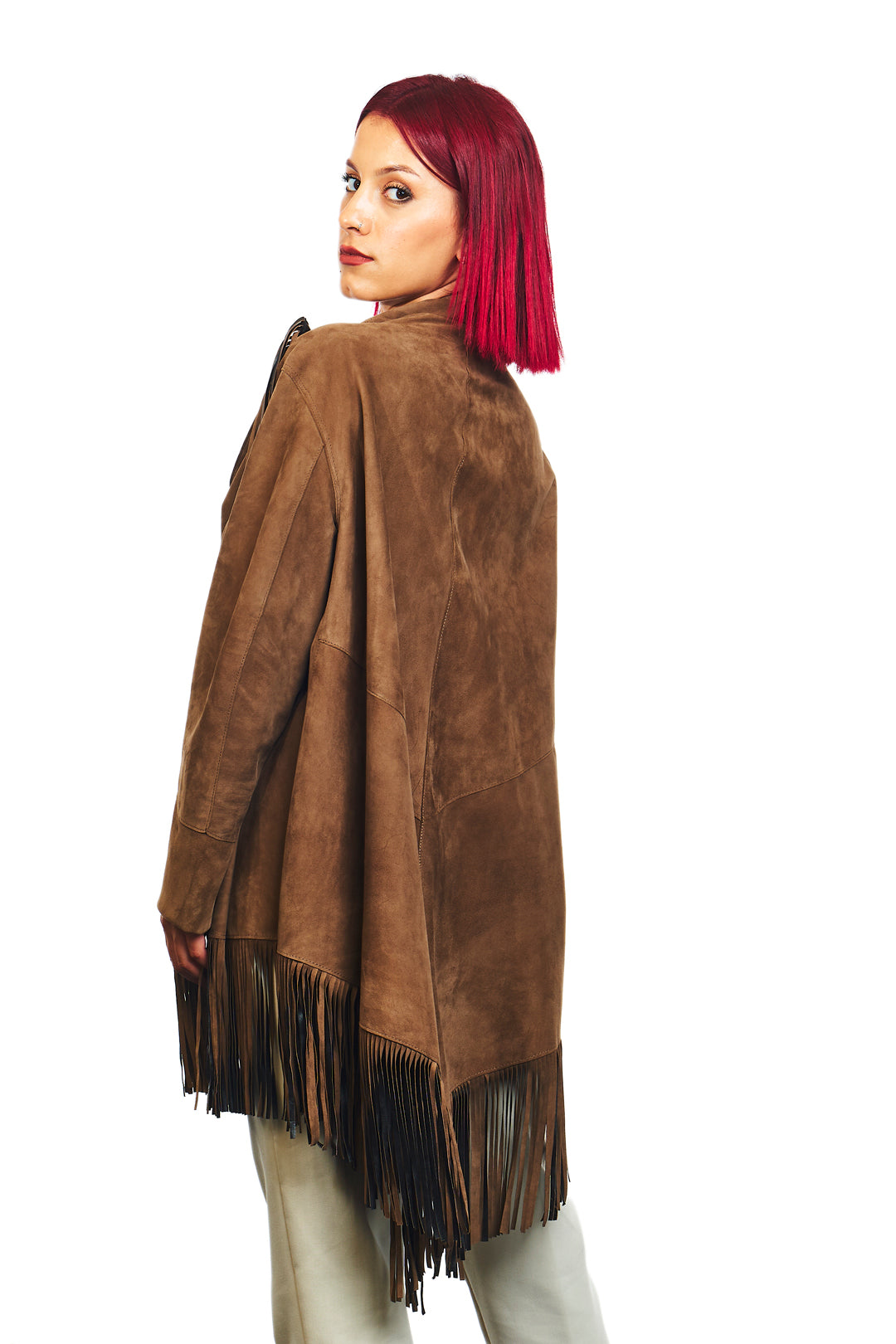 Athena Suede Leather Poncho