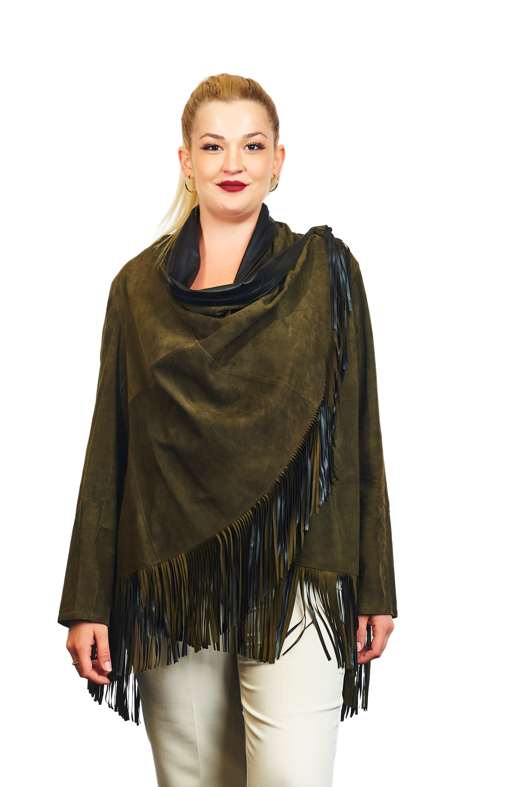 Athena Suede Leather Poncho