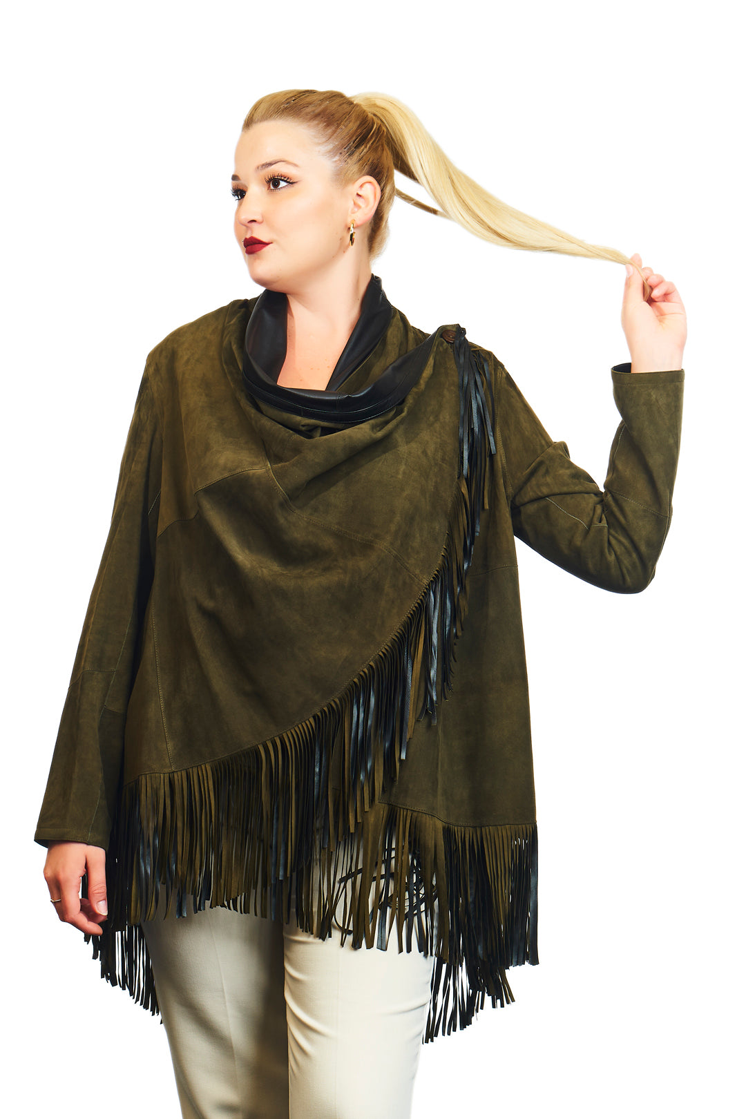 Athena Suede Leather Poncho