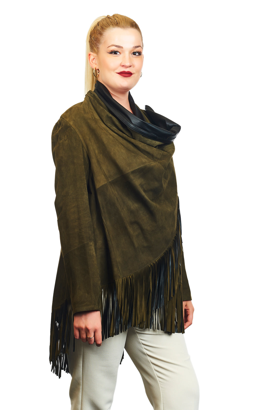 Athena Suede Leather Poncho