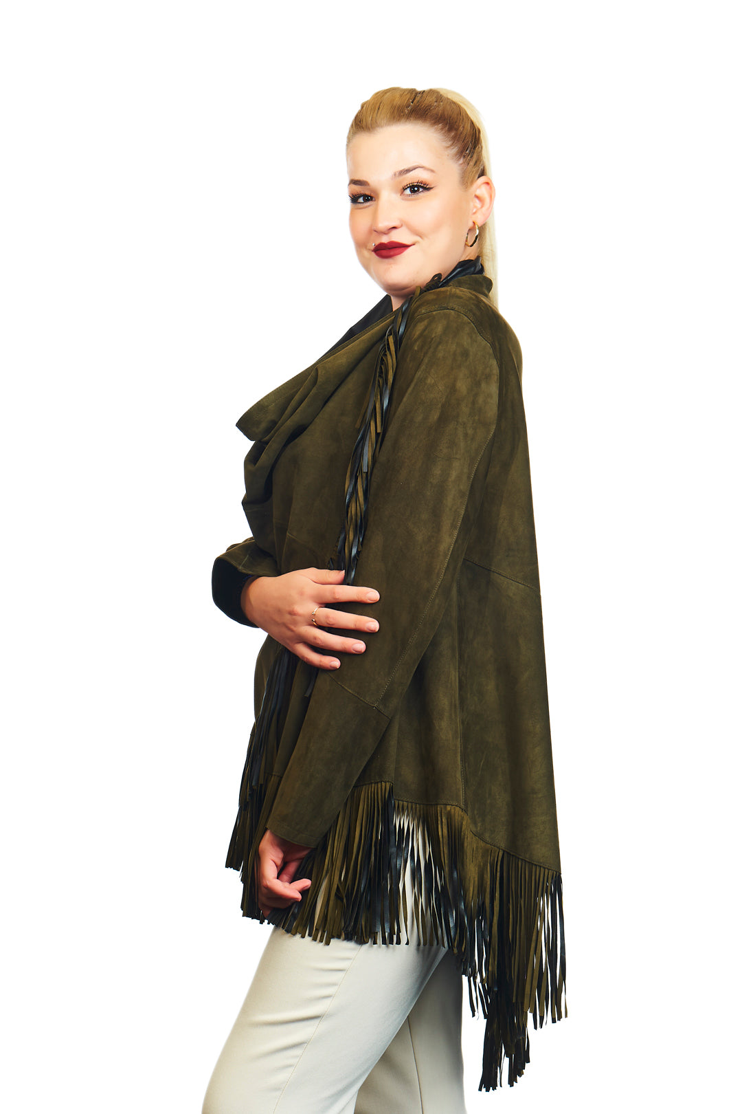 Athena Suede Leather Poncho