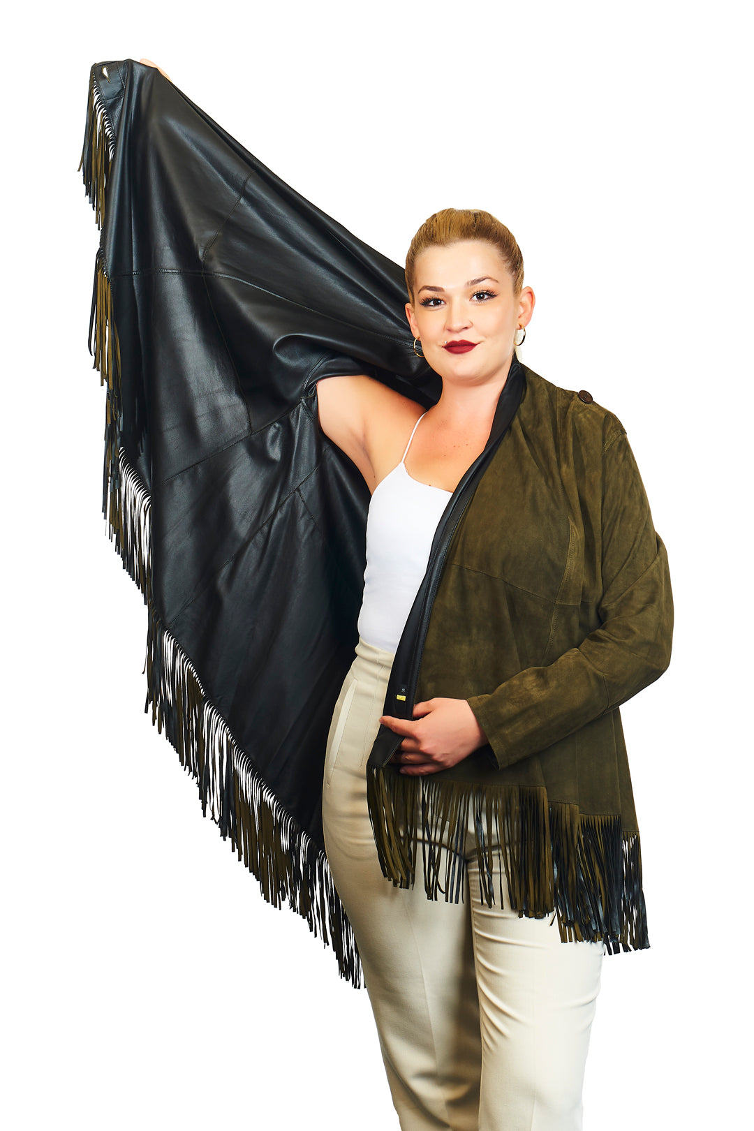 Athena Suede Leather Poncho