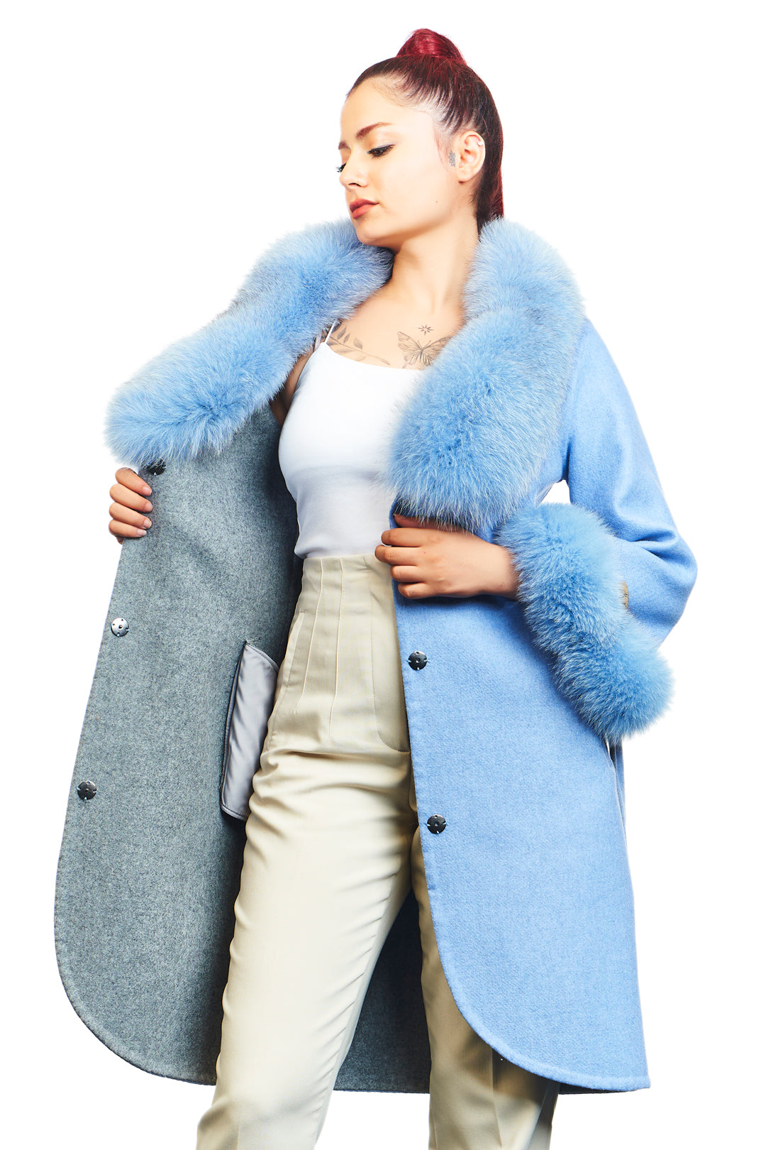 Iris Alpaca Fox Blend Wool Coat