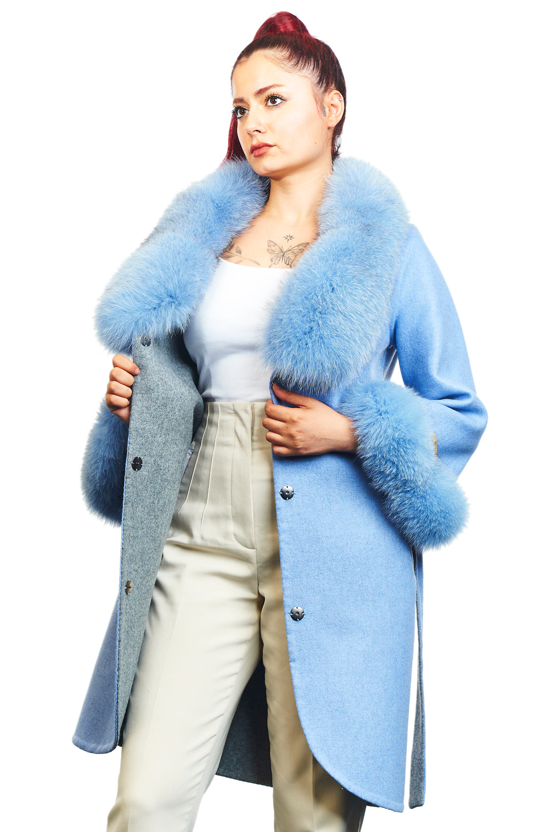 Iris Alpaca Fox Blend Wool Coat