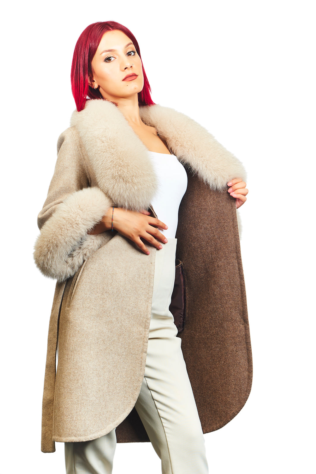 Iris Alpaca Fox Blend Wool Coat